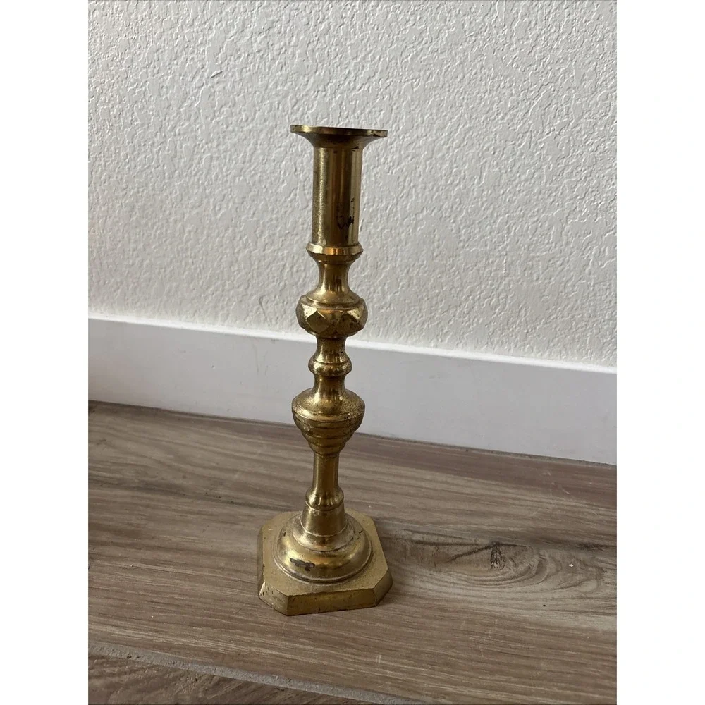 1‎ Candle Holder Pair Vintage Solid Brass Heavy 11